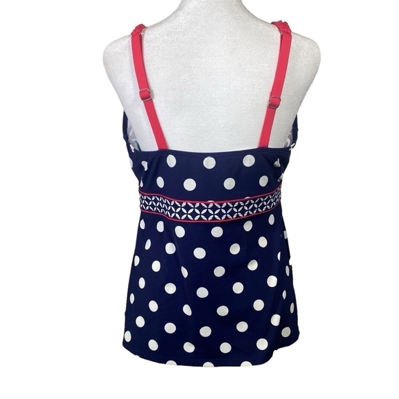 Beach House women's size 14 Tankini swim beach top blue white polka dots modest - Picture 4 of 8